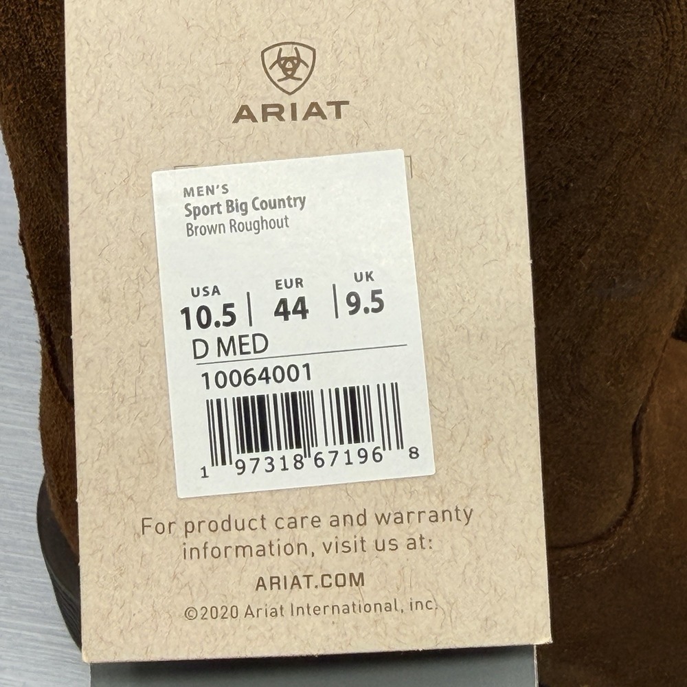 Ariat Men's 10.5 Brown Suede Cowboy Boots Square Toe Sport Big Country Roughout - Picture 9 of 15
